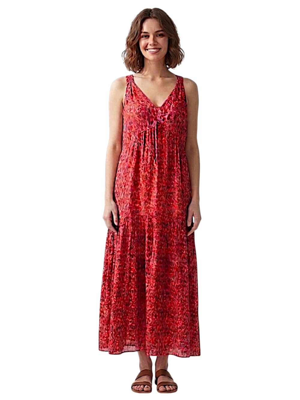 Joie Red Tiered Maxi Dress in Tea Rose NWT Size XL